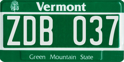 VT license plate ZDB037