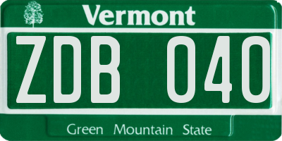 VT license plate ZDB040