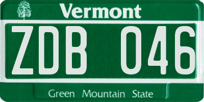 VT license plate ZDB046