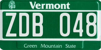 VT license plate ZDB048