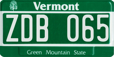 VT license plate ZDB065