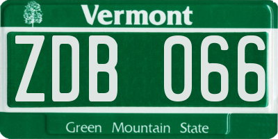VT license plate ZDB066