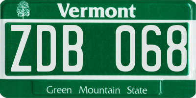 VT license plate ZDB068