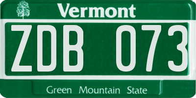 VT license plate ZDB073