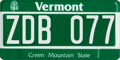 VT license plate ZDB077