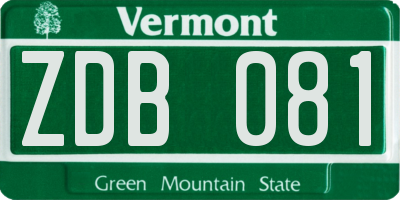 VT license plate ZDB081