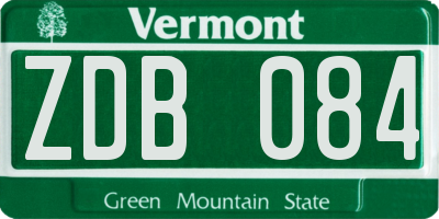VT license plate ZDB084