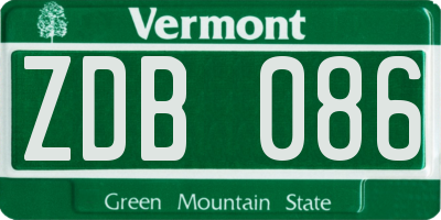 VT license plate ZDB086