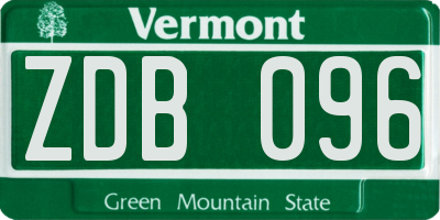 VT license plate ZDB096