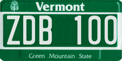 VT license plate ZDB100