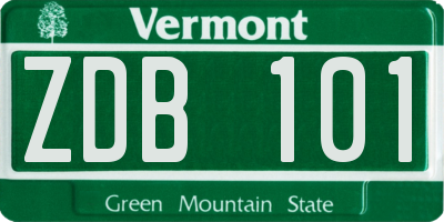 VT license plate ZDB101