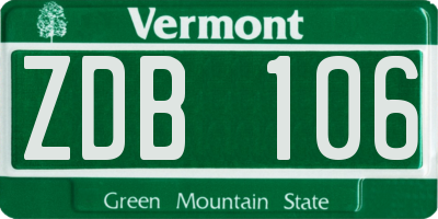 VT license plate ZDB106