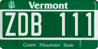VT license plate ZDB111