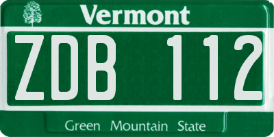 VT license plate ZDB112