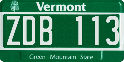 VT license plate ZDB113