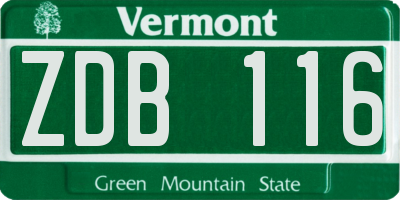 VT license plate ZDB116