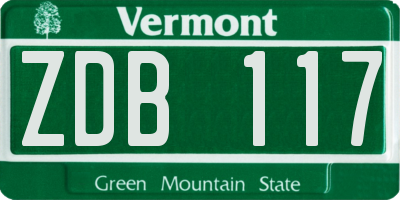 VT license plate ZDB117