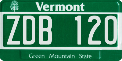 VT license plate ZDB120