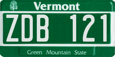 VT license plate ZDB121