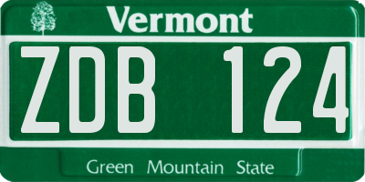 VT license plate ZDB124