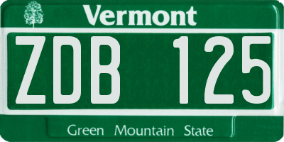 VT license plate ZDB125