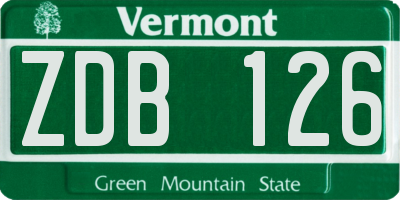 VT license plate ZDB126