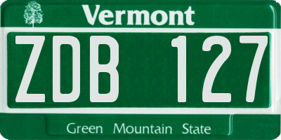 VT license plate ZDB127