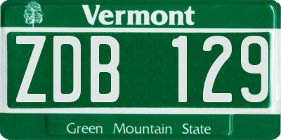 VT license plate ZDB129
