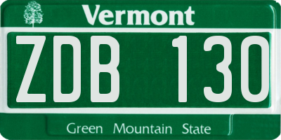 VT license plate ZDB130
