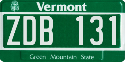 VT license plate ZDB131