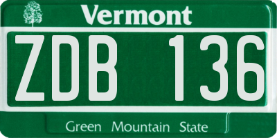 VT license plate ZDB136