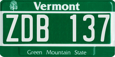 VT license plate ZDB137