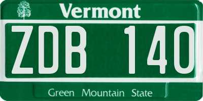VT license plate ZDB140