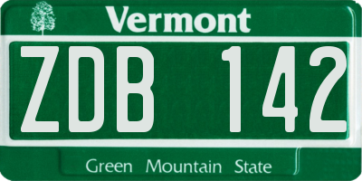VT license plate ZDB142