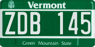 VT license plate ZDB145