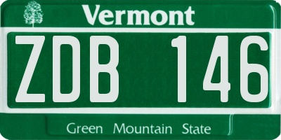 VT license plate ZDB146