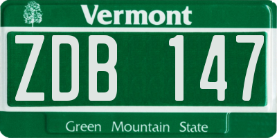 VT license plate ZDB147