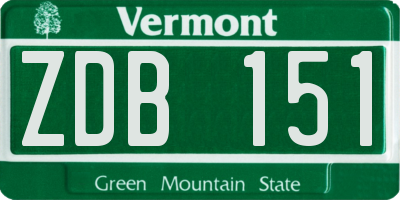 VT license plate ZDB151