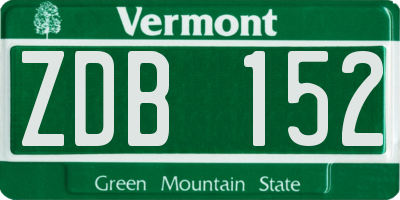VT license plate ZDB152