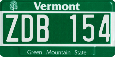 VT license plate ZDB154