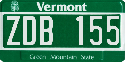VT license plate ZDB155