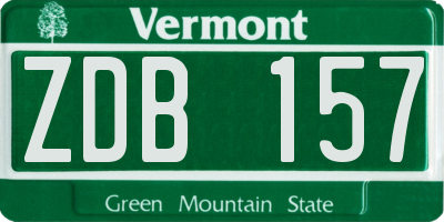 VT license plate ZDB157