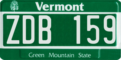 VT license plate ZDB159
