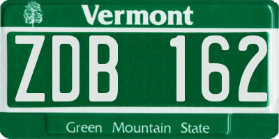 VT license plate ZDB162