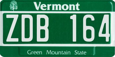 VT license plate ZDB164