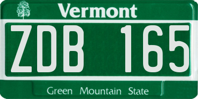 VT license plate ZDB165