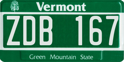 VT license plate ZDB167