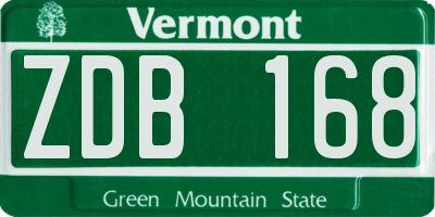 VT license plate ZDB168