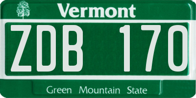 VT license plate ZDB170