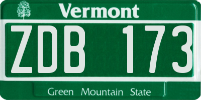 VT license plate ZDB173
